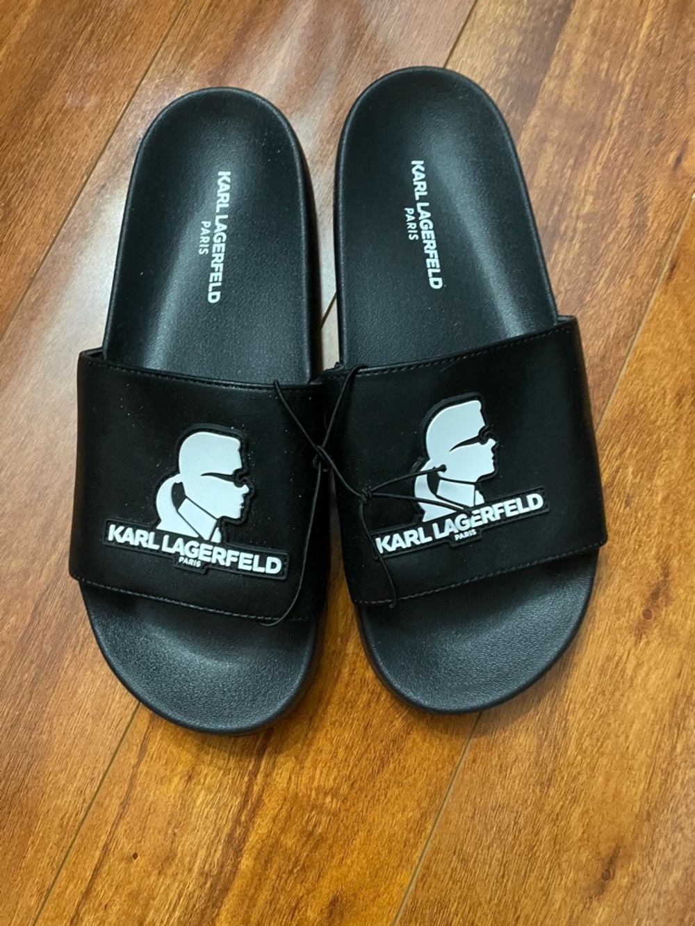 Karl Lagerfeld Black Logo pool Slide Sandals new size 8